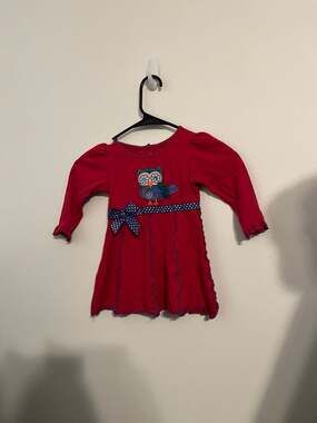 Good Lad Toddler Girls Red Long Sleeve Owl Applique Tunic Dress 2T